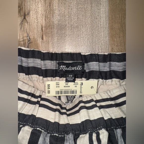 Madewell NWT Linen Evelyn Striped Black & Tan Size XS - Picture 4 of 10